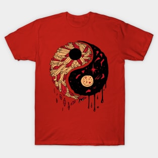 Red and Cream Yin Yang Crystals and The Night Sky T-Shirt